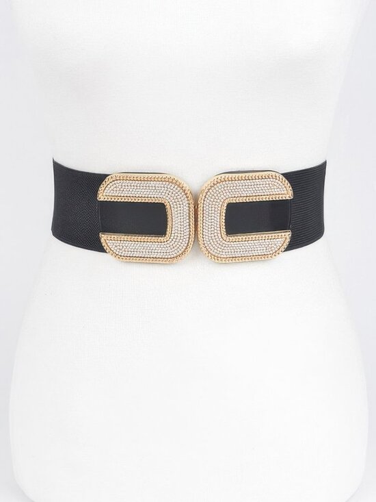 Rhinestone Buckle Stretch Belt main image 4